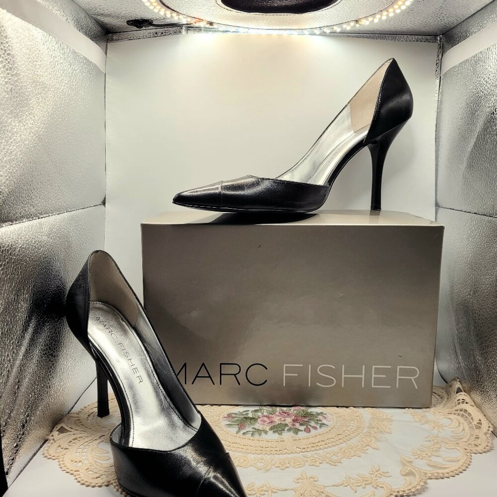 Black Leather 9.5M Classic Marc Fisher Dor'say Pump